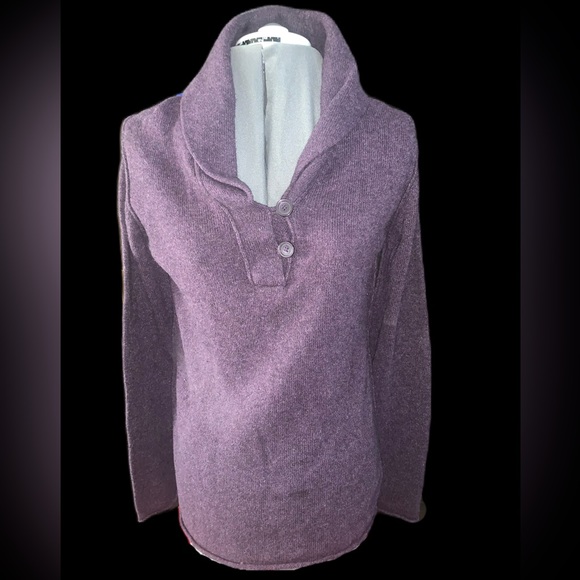 GAP Women’s Purple Plum Sweater Inside out Seam Cowl Neck with Button Size L - Picture 1 of 6